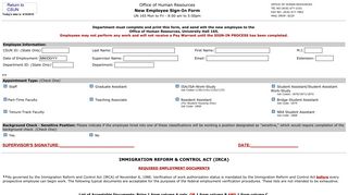 New Employee Sign-In Form - Human Resources - CSuN