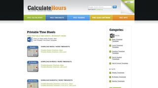 Printable Time Sheets - CalculateHours.com