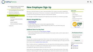 New Employee Sign Up - Cal Poly Pomona