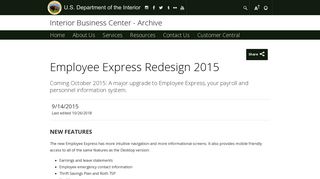 Employee Express Redesign 2015 | US Department of the ... - DOI.gov