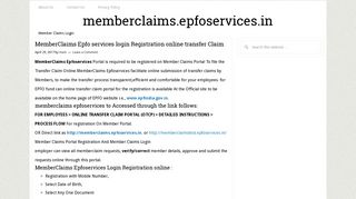 MemberClaims Epfo services login Registration online transfer Claim