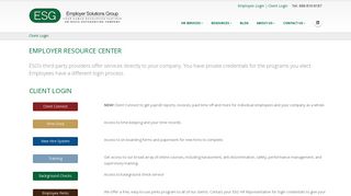 Employer Resource Center: Client Login - Employer Solutions Group