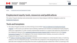 Employment Equity Tools, Resources and ... - Government of Canada