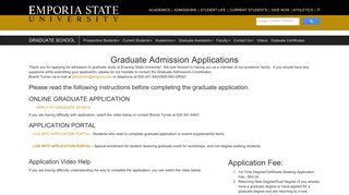 Graduate Admission Applications - Emporia State University