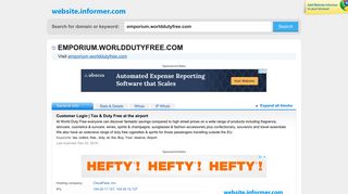 emporium.worlddutyfree.com at WI. Customer Login | Tax & Duty Free ...