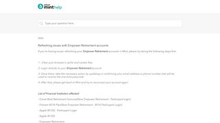 Refreshing issues with Empower Retirement accounts