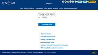 Timekeeping | Payroll | Kent State University