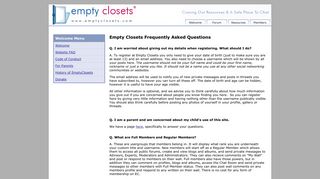 Empty Closets - Website FAQ