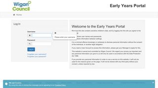 Early Years Portal - Log In - Wigan Council