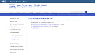 EMS - AMANDA Portal Resources - Iowa Department of Public Health