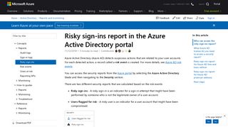 Risky sign-ins report in the Azure Active Directory portal | Microsoft Docs