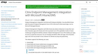 Citrix Endpoint Management integration with Microsoft Intune/EMS