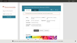 Enterprise Data Networks Manager (EMS3) | Government Jobs