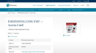 Platinum Educational Group, EMSTESTING.COM: EMT -- Access Card ...