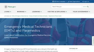 Emergency Medical Technicians (EMTs) and Paramedics | Mass.gov