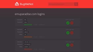 emuparadise.com passwords - BugMeNot