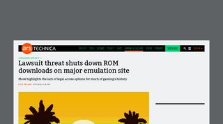Lawsuit threat shuts down ROM downloads on major ... - Ars Technica