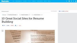 10 Great Social Sites for Resume Building - Mashable
