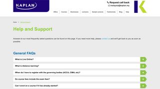 Help, Support and Frequently Asked Questions | Kaplan