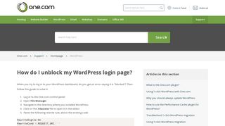 How do I unblock my WordPress login page? – Support | One.com
