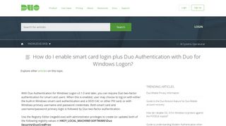 How do I enable smart card login plus Duo Authentication with Duo ...