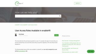 User Access Roles Available in enableHR – enableHR