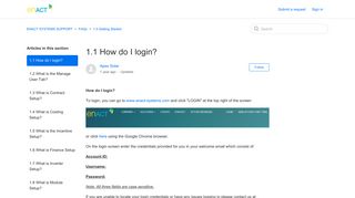 1.1 How do I login? – ENACT SYSTEMS SUPPORT