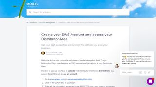 Create your EWS Account and access your Distributor Area | Enagic ...