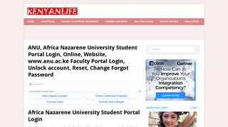 Africa Nazarene University Student Portal Login - ANU Web www.anu ...