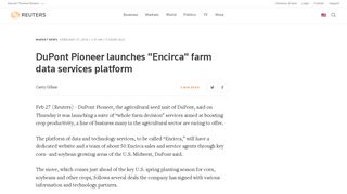 DuPont Pioneer launches Encirca farm data services platform | Reuters