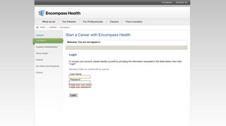 a Career with Encompass Health - User Sign In