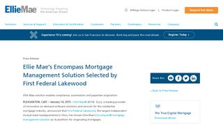 Ellie Mae's Encompass Mortgage Management Solution Selected by ...