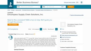 Encompass Supply Chain Solutions, Inc. | Complaints | Better ...