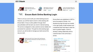 Encore Bank Online Banking Login - CC Bank
