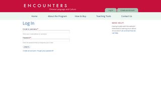 Log In | Encounters: Chinese Language and Culture