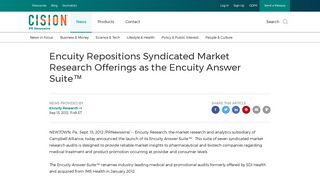 Encuity Repositions Syndicated Market Research Offerings as the ...