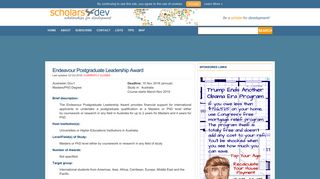 Endeavour Postgraduate Leadership Award | 2019-2020 Scholarships