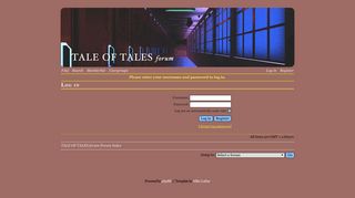 TALE OF TALES forum ~ Log in