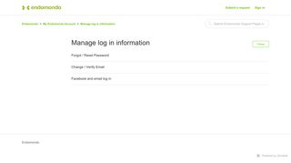 Manage log in information – Endomondo