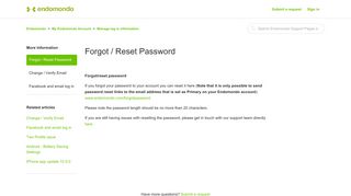 Forgot / Reset Password – Endomondo