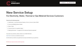 New Service Setup | Enercare
