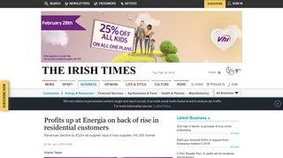 Profits up at Energia on back of rise in residential customers - Irish Times