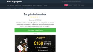 Energy Casino Promo Code: MAXPROMO - £5 no-deposit and more