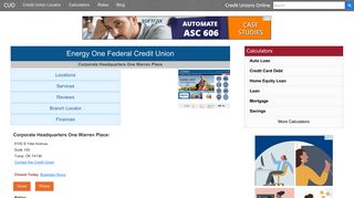 Energy One Federal Credit Union - Tulsa, OK - Credit Unions Online