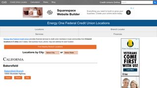 Energy One Federal Credit Union Locations of 8 Branch Offices