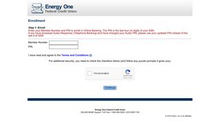 Energy One Federal Credit Union - Enrollment Logon