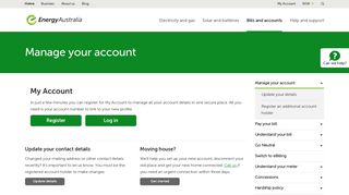 Manage your account - Energy Australia