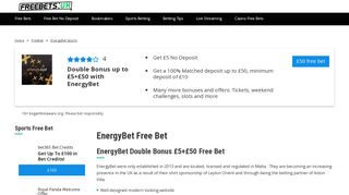 Get up to a £50 EnergyBet Free Bet Bonus | Free Bets UK