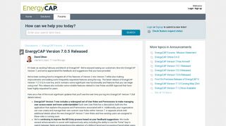 EnergyCAP Version 7.0.5 Released : EnergyCAP