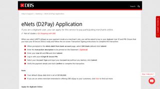 eNets (D2Pay) Application | DBS Singapore - DBS Bank